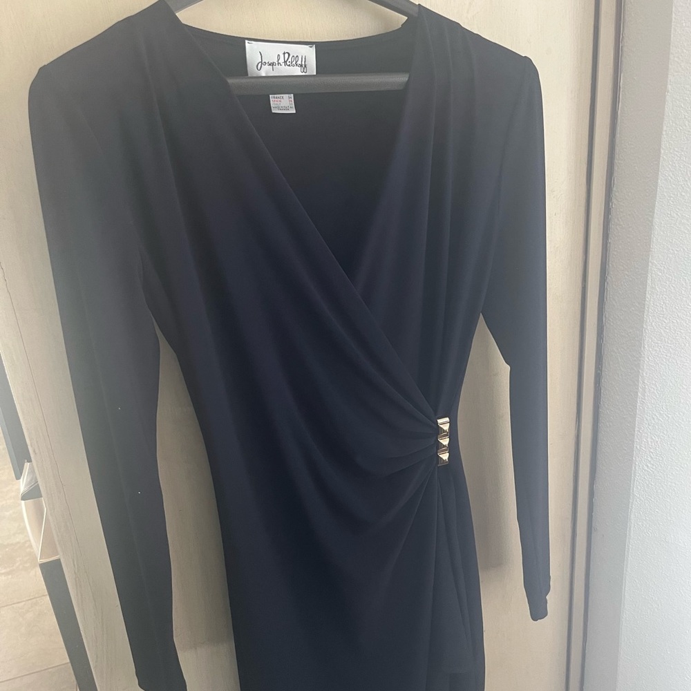 navy joseph ribkoff semi wrap dress
